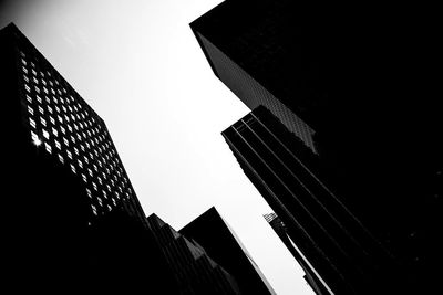 Low angle view of buildings against clear sky