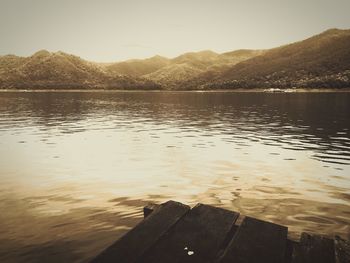 Scenic view of lake against clear sky