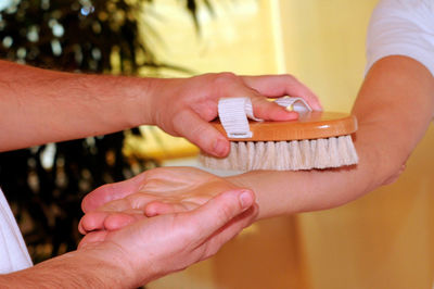 The use of brushes at the massage, health and wellness procedure