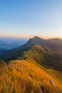 Scenic view of mountain range against sky