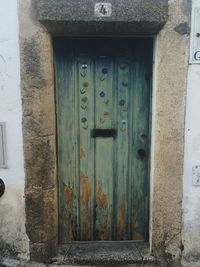 Closed wooden door of house