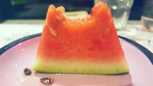 Close-up of served slice in plate