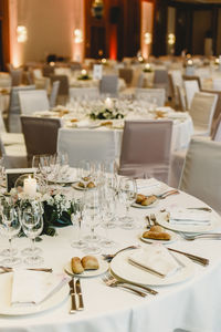 View of dining table at restaurant