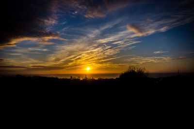 Silhouette of landscape at sunset