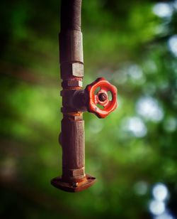 Close-up of pipe on pole