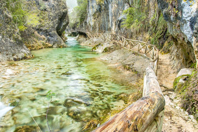 Stream flowing through rocks in forest