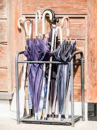 Clothes hanging on rack at store