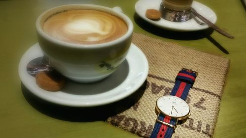 Coffee cup on table