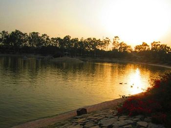 Sunset over lake