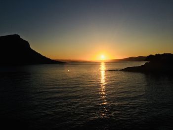 Scenic view of sea against sky during sunset