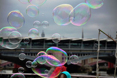 Low angle view of bubbles