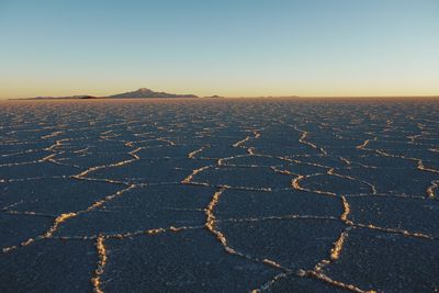 Scenic view of salar de uyuni at sunset