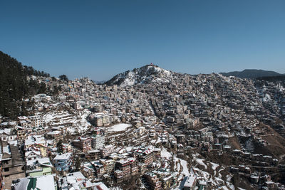 Scenic view of mountains against clear sky