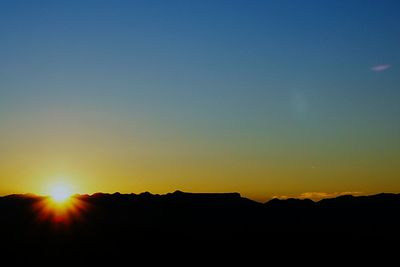 Scenic view of mountains at sunset