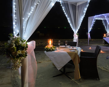 View of people in restaurant at night