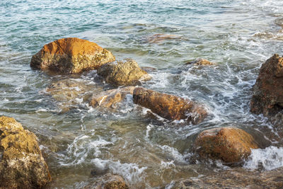 View of rocks in sea