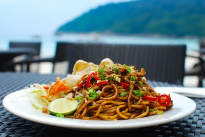 Close-up of food served in plate