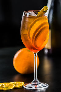 Close-up of drink served on table