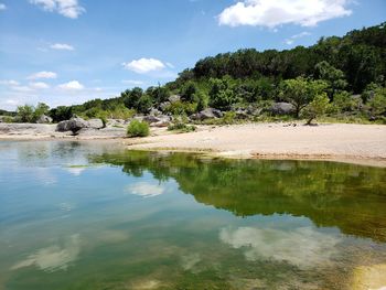 Scenic view of lake against sky