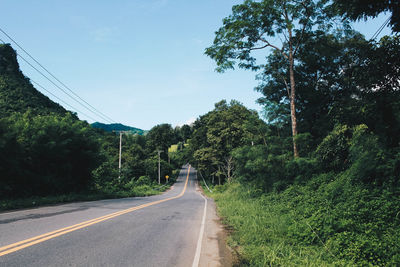 Road amidst trees against sky