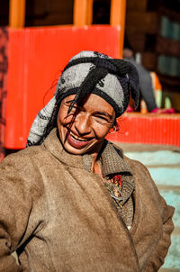 Portrait of smiling village woman
