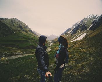 Tourists on mountain