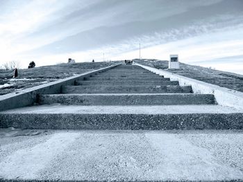 Staircase against sky during winter