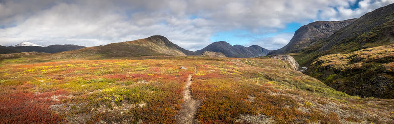 Panoramic view of mountains against sky