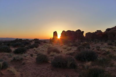 Scenic view of landscape at sunset