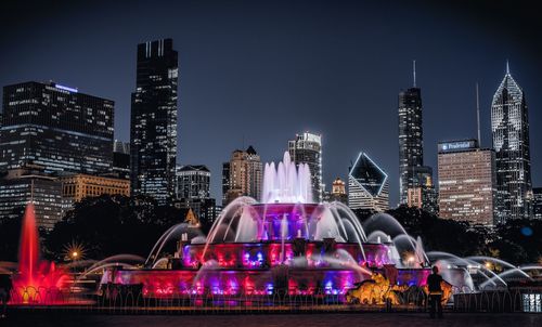 Illuminated city at night