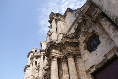 Low angle view of old building against sky