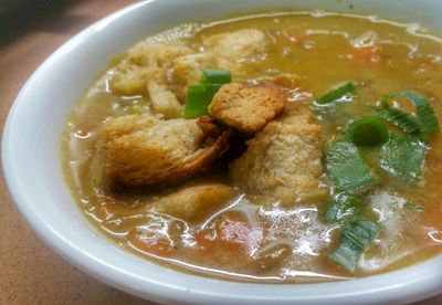 Close-up of soup in bowl