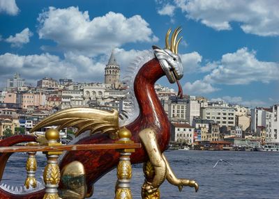 Statue of dragon  against sky in istanbul