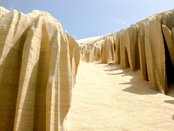 Panoramic view of beach against sky on sunny day