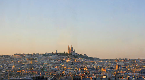 Paris cityscape against clear sky