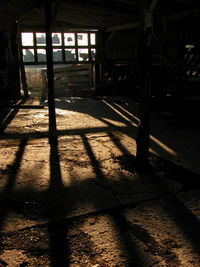 Empty benches in sunlight