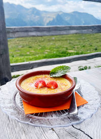 Close-up of food on table