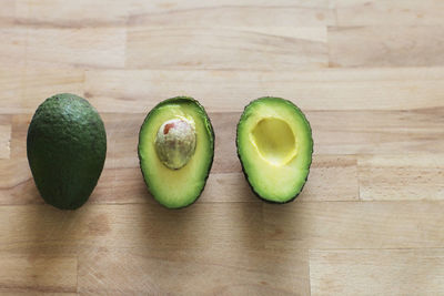 High angle view of avocado on table