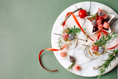 Directly above shot of food in plate on table