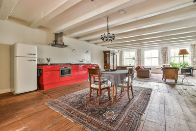 Empty chairs and tables at home