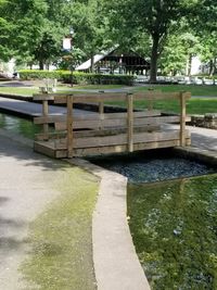 Footbridge over canal in park