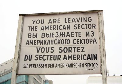 Low angle view of information sign