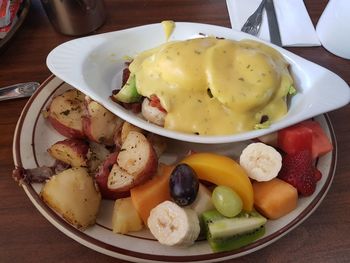 High angle view of breakfast in bowl