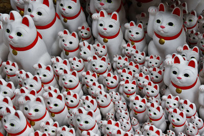 Full frame shot of cat figurines for sale