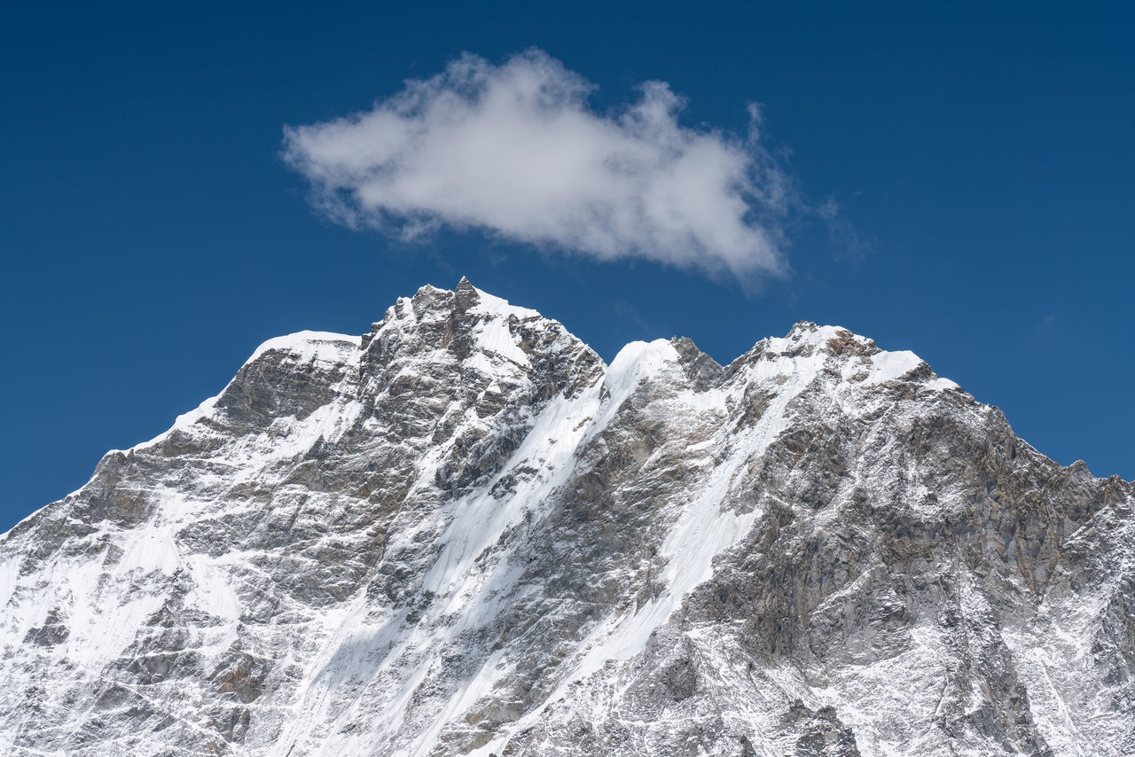 LOW ANGLE VIEW OF SNOWCAPPED MOUNTAINS AGAINST SKY