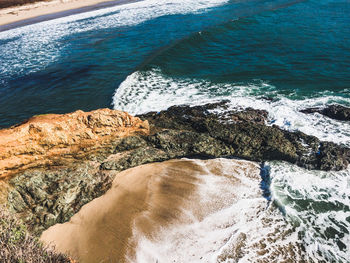 High angle view of rocks on beach