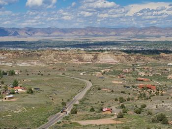 High angle view of landscape against sky