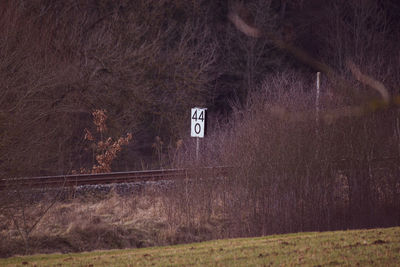 Information sign on field
