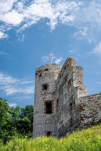 Low angle view of old building against sky