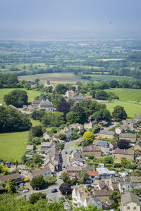 Village of north nibley from the cotswold way, gloucestershire, uk